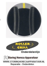 934112778 - Knop nulstreep ø 40mm as ø 6x4,6mm afvlakking onder zwart Roller-grill