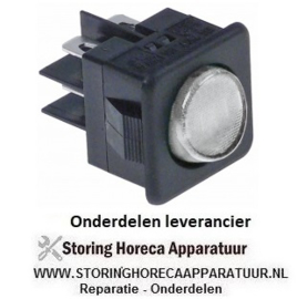 234347115 - Wipschakelaar inbouwmaat 27,8x25mm transparant 2CO 250V 16A verlicht aansluiting vlaksteker 6,3mm