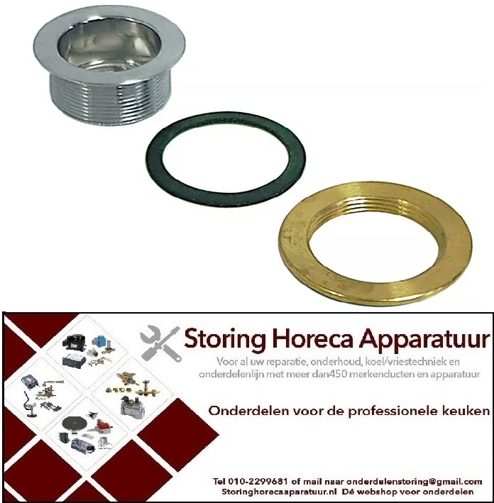 331515043 - Afvoerventiel grootte 2" totale hoogte 31mm AD ø 74mm messing verchroomd