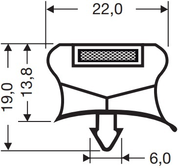 229901860 - Koelkastdeurrubber L 420 mm - B 600 mm steekmaat passend voor AFINOX