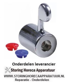 5484.05483.48 - Kraan hendelgreep ø 33,5mm voor bovendelen 3/4" koud-/warmwater asafname ø 7,5mm H 41mm rood/blauw