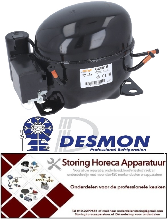 117605009 - Compressor koelmiddel R134a type GL90TB 220-240V 50Hz HMBP volledig hermetisch 10,8kg 1/4HP DESMON
