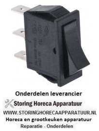 151301013 - Wipschakelaar inbouwmaat 30x11mm zwart 1CO 250V 16A aansluiting vlaksteker 6,3mm