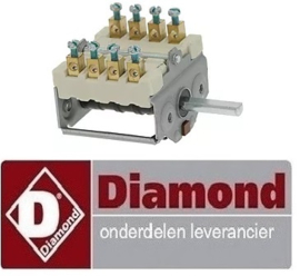 988.66100000 -Nokkenschakelaar 2 schakelstanden 4NO schakelvolgorde 0-1 16A as ø 6x4,6mm as L 23mm  voor gasfornuis DIAMOND CFV-BP