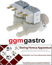 511370021 - Magneetventiel dubbel recht 230VAC ingang 3/4" GGM GASTRO