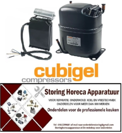 2403070065 -Compressor koelmiddel R404 HMBP 220-240V 50Hz cilinderinhoud 34,4cm³ 1,5HP CSR Cubigel