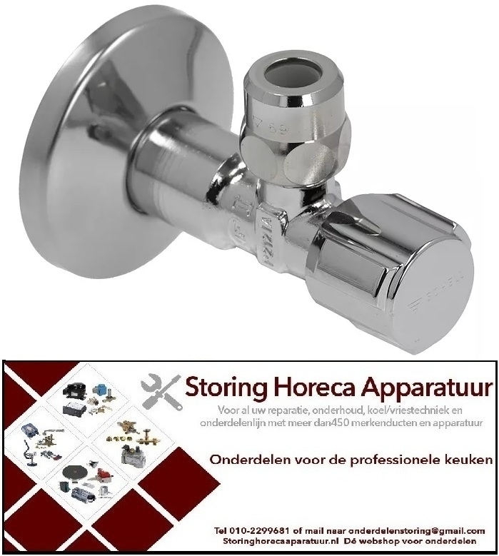 605543280 - Hoekventiel ingang 1/2" uitgang 3/8" (ø10mm) zelfsluitend