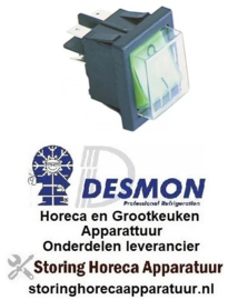 513300125 -Wipschakelaar inbouwmaat 30x22mm groen 2NO 230V 16A 0-I aansluiting vlaksteker 6,3mm DESMON