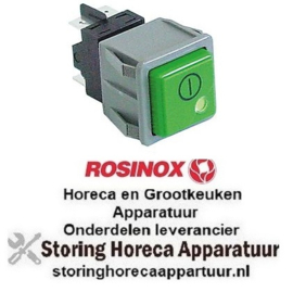 112345975 -Drukschakelaar inbouwmaat 28,5x28,5mm vierkant groen 2NO 250V 16A hoofdschakelaar ROSINOX