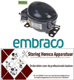 186605083 - Compressor koelmiddel R600a type EMT30CDP 1/8HP cilinderinhoud 4,5cm³ RSIR 220-240V EMBRACO