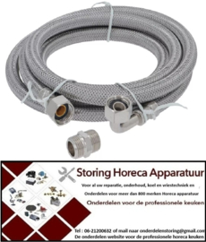 234520891 - Doucheslang RVS-omvlochten recht-haaks DN8 L 2000mm werkdruk 10bar plaatdruk 95bar
