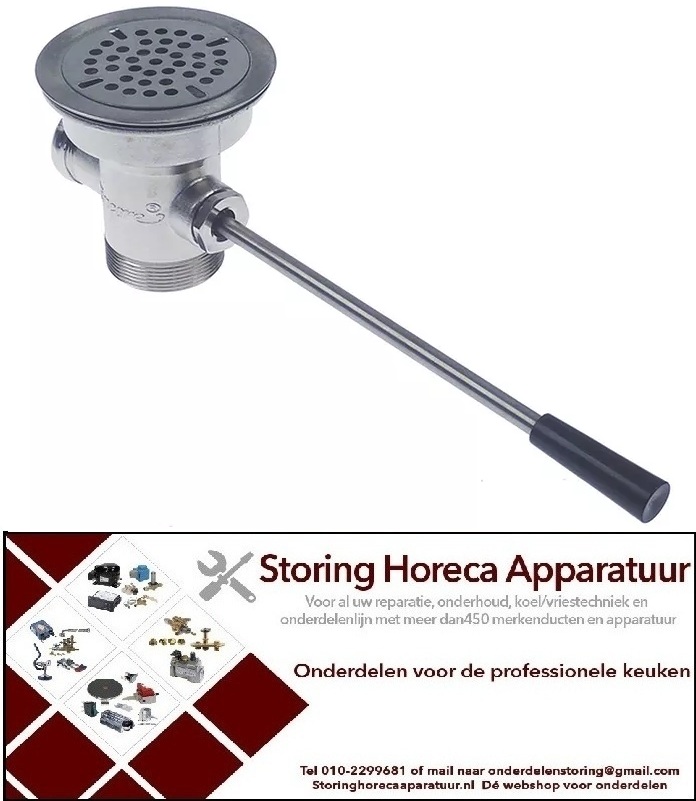 645515136 - Afvoerventiel draad 2" messing vernikkeld met kantelbare hendel