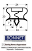 017901915 - Koeldeurrubber profiel 9195 B 387mm L 572mm steekmaat BONNET