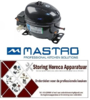161605189 -Compressor koelmiddel R134a type EMT6160Z 1/4HP cilinderinhoud 6,76cm³ CSIR 220-240V H 166mm 412W Mastro