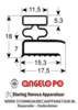 056901006 - Koeldeurrubber B 614mm - L 590mm buitenmaat passend voor ANGELO PO