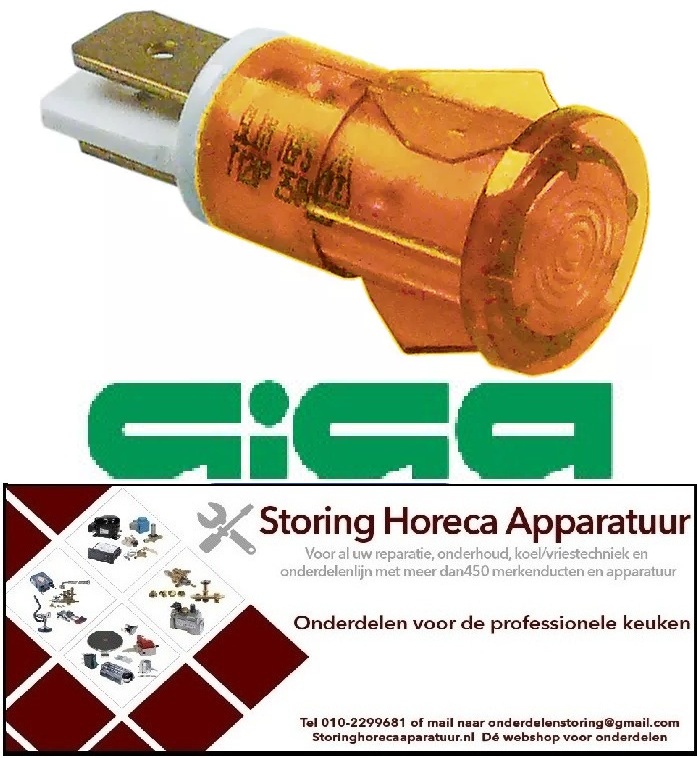 996359042 -Signaallamp ø 12mm geel 230V voor GIGA Bain-Marie