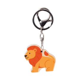 Houten sleutelhanger wilde dieren - leeuw