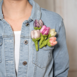 Broche tulp vilt zachtpaars