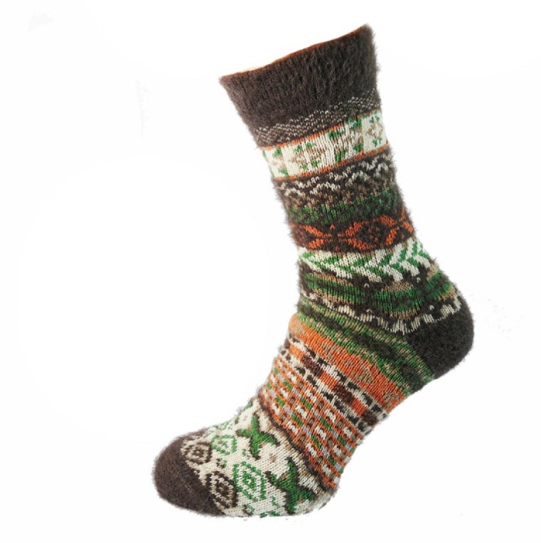 Sokken maat 40-45 Woolmix patroon wit-jeans