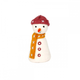 Eiwarmer/decoratie Sjaal met Verhaal sneeuwpop steenrood