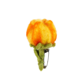 Broche tulp vilt geel-oranje