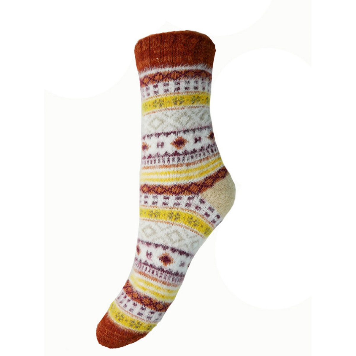 Sokken maat 36-40 Woolmix muticolor geel-bruin