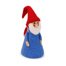 Eiwarmer/decoratie kabouter met rugzak blauw