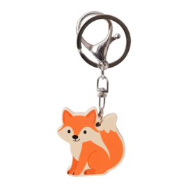 Houten sleutelhanger bosdieren - vos