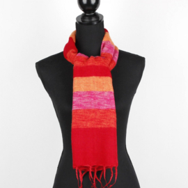 Sjaal katoen multicolor fuchsiarood-oranje