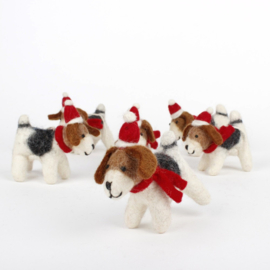 Kersthanger Sjaal met Verhaal hondje met kerstmuts