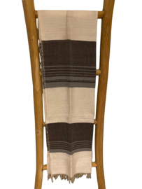 Sjaal katoen en zijde bruin, grijs en crème