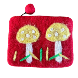 Portemonnee/etui 2 paddenstoelen rood