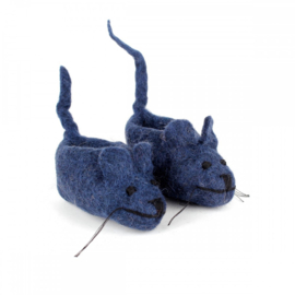 Dierenslofjes muis donkerblauw maat 17/18