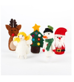 Vingerpopjes Sjaal met Verhaal vilt set van 5 kerst