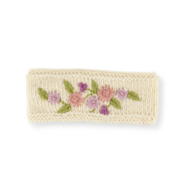 Hoofdband Sjaal met Verhaal Flowers crème met roze bloemen