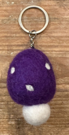 Sleutelhanger paddenstoel aubergine