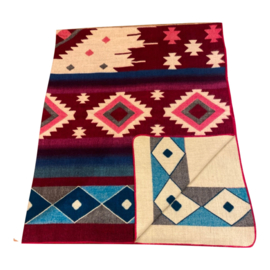 Woondeken alpaca native bordeaux-roze-blauw