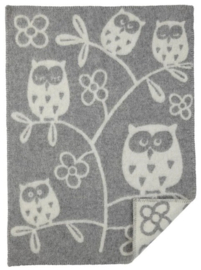 Babydeken Klippan eco-wol Tree Owl grijs