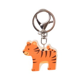 Houten sleutelhanger wilde dieren - tijger