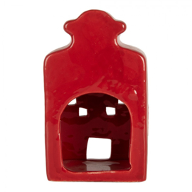 Houder waxinelicht Clayre & Eef  peperkoek rood huis M