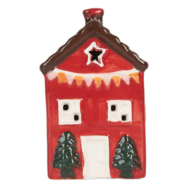 Huisje met LED Clayre & Eef rood