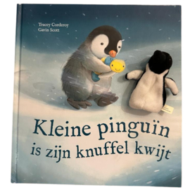Boekje Kleine pinguïn is zijn knuffel kwijt met vingerpopje pinguïn