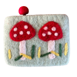 Portemonnee/etui 2 paddenstoelen mint