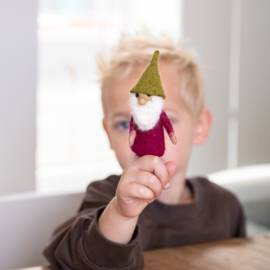 Vingerpopje vilt 3D kabouter bruin