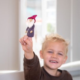 Vingerpopje vilt 3D kabouter bruin