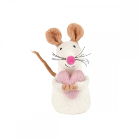 Eiwarmer/decoratie muis met hartje roze