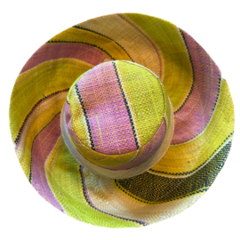 Zonnehoed met brede rand lime-lila