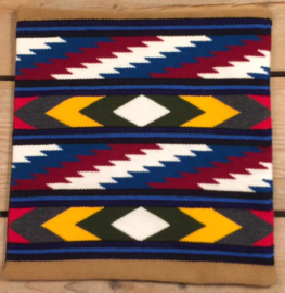 Kussen traditioneel Ecuador blauw 3 mannen