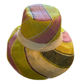 Zonnehoed met brede rand lime-lila