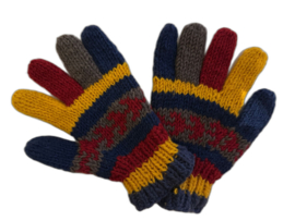 Handschoenen jeans-geel-rood